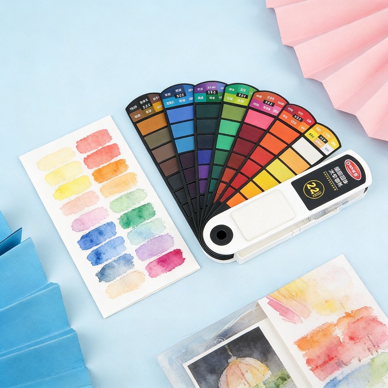 Watercolor Paint Set Solid Pigment - مجموعة ألوان مائية صلبة 18 لونًا،