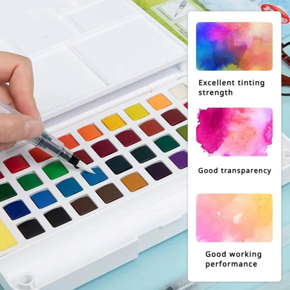 Watercolor Paint Set Solid Pigment - مجموعة ألوان مائية صلبة 12/18/24/36 لونًا،