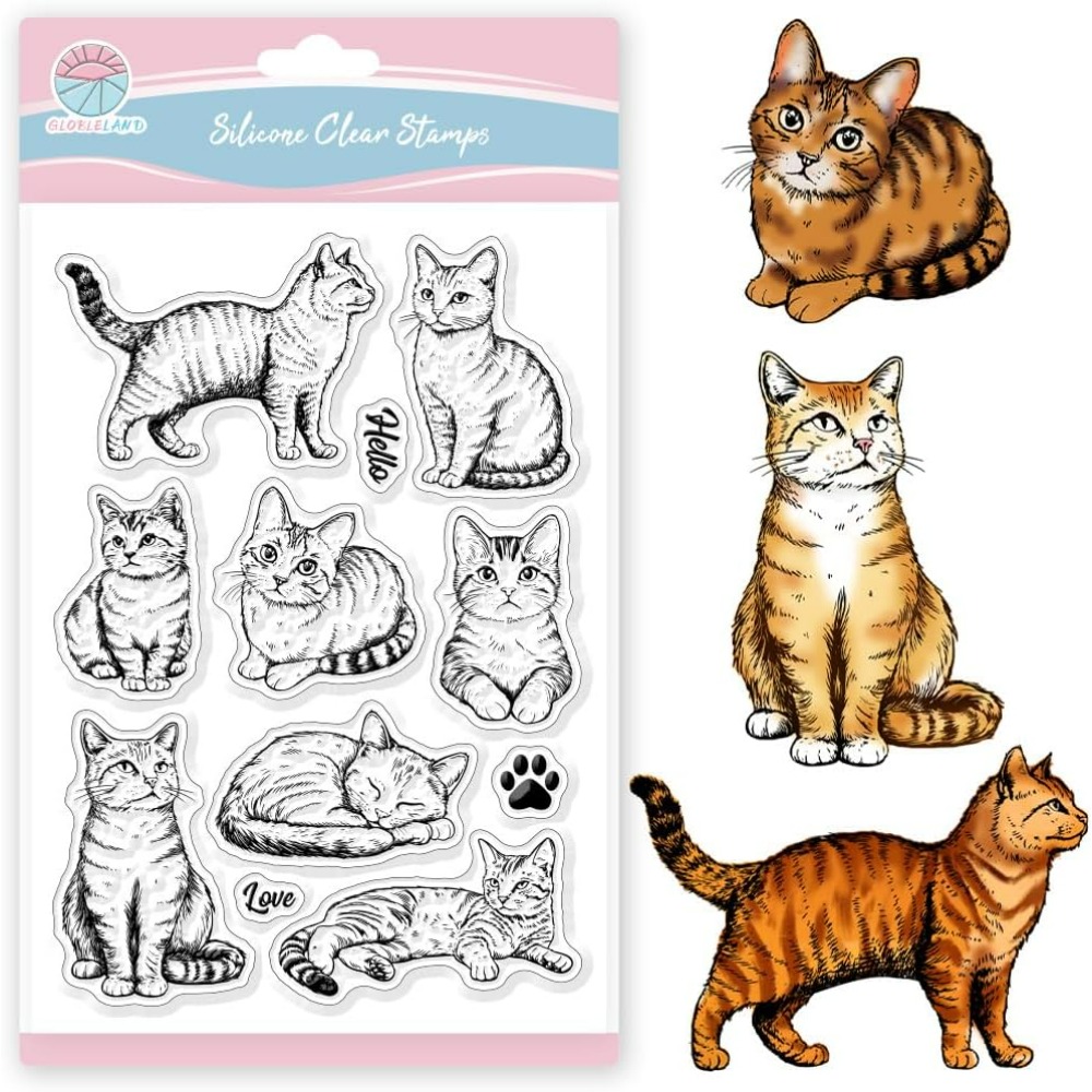 Clear Silicone Stamps For Card Making - القط واضح Stamps واقعية القط سيليكون