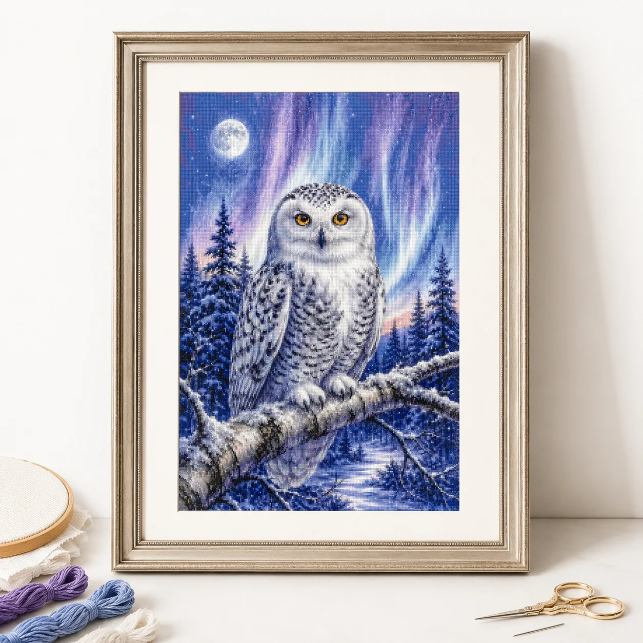 Cross Stitch Stamped Kits Beginners - [ZZ8820-بومة الشتاء] | مجموعة أدوات التطريز