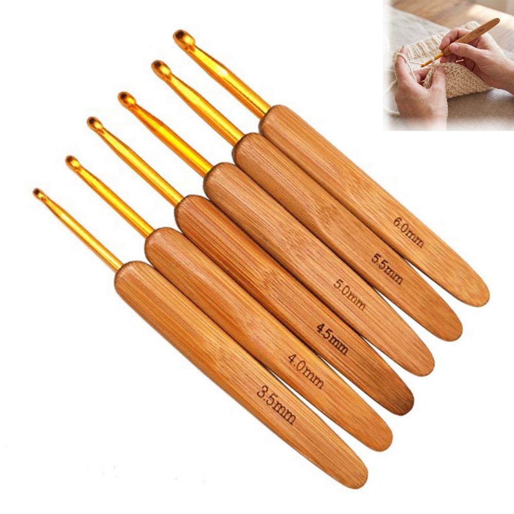 مجموعة خطافات الكروشيه المحمول - مراجعة Wooden Crochet Hooks Ergonomic Handle وسعره