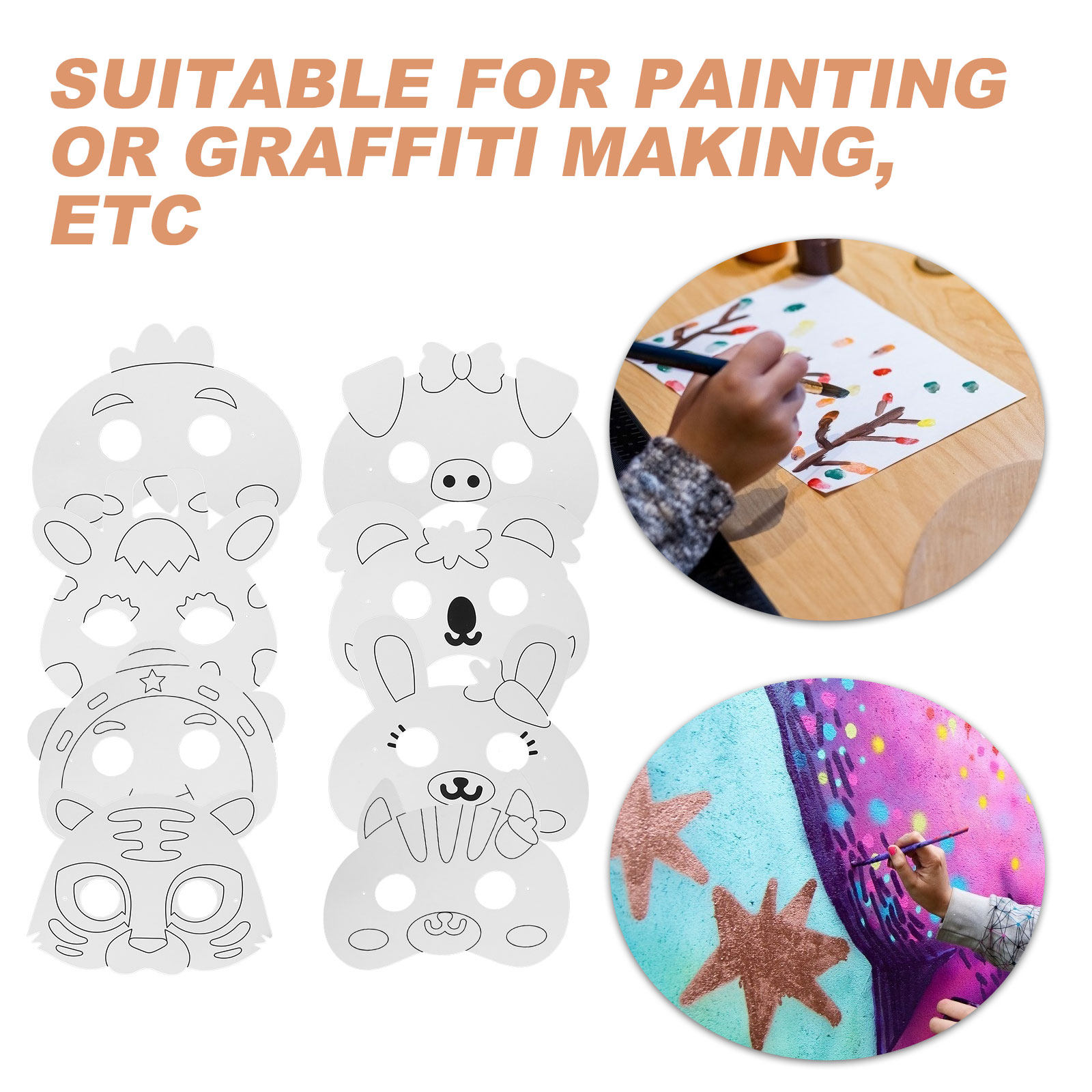 مجموعة من أقنعة ورقية فارغة عل - مراجعة Painting Supplies وسعره
