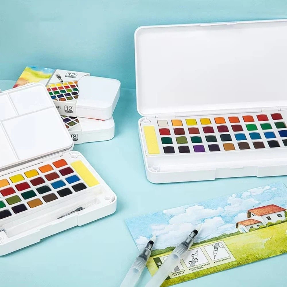 مجموعة ألوان مائية صلبة 12/18/ - مراجعة Watercolor Paint Set Solid Pigment وسعره