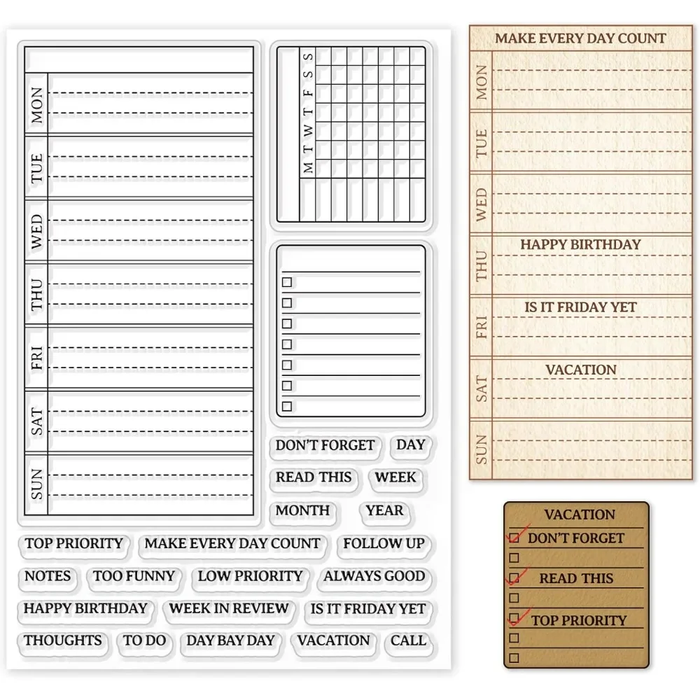 خطة أسبوعية واضحة ختم التقويم  - مراجعة Clear Silicone Stamps For Card Making وسعره